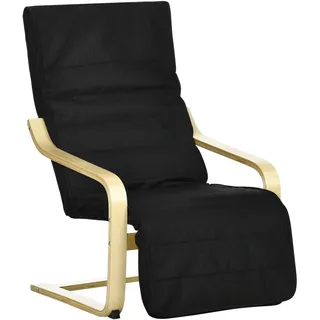 Relaxsessel, Ruheliege, Verstellbares Fußteil, Auflage, Holz+schwarz, 66,5 X 94 X 100cm