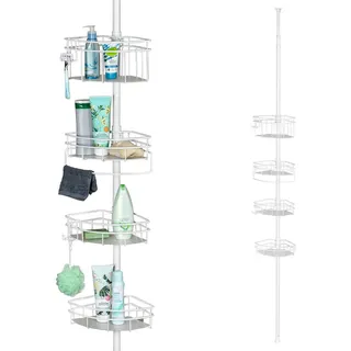 bremermann Teleskop-Eckregal, 4 Körbe Duschregal bis max. ca. 290 cm Weiß,