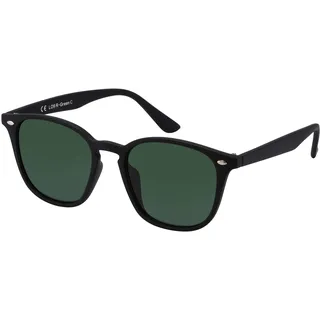 La Optica B.L.M. Sonnenbrille Herren Damen UV400 Leicht Klein Retro - Gummiert Schwarz (Gläser: Grün Klassisch) - S