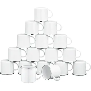 10 Stück Sublimationsdruck, blanko, weiße Emaille-Tasse, 340 ml, silberfarbener Rand, Camping, Reisen, Kaffeetasse, Metallbecher, DIY-Thermotransferdruck, Geschenk für Weihnachten, Erntedankfest