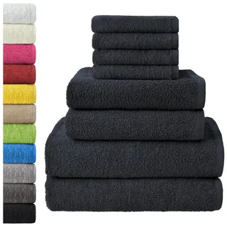 NatureMark Handtuch Set 8 tlg. Frottier Handtuch-Set, 100% Baumwolle (8-St), 4X Gästetücher, 2X Handtücher, 2X Duschtücher, Schwarz schwarz