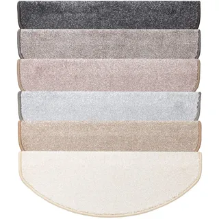 casa pura Stufenmatten innen 1 stück Treppenteppich selbstklebend und antirutsch mit kuschlig weichem Flor - Treppen Teppichstufen gekettelt halbrund Anthrazit - 65 x 23,5 x 1,3 cm (Sundae)