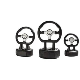 Motorsport-Pokal Lenkrad Resin-Figur - Trophäe in Schwarz Silber