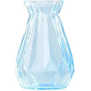 Koomiao Blumenvase Glasvase Moderne Glas Vase Blumentopf für Heimdekoration, Wohnzimmer, Tisch, Büro, Geschenke (Groß, Blau)