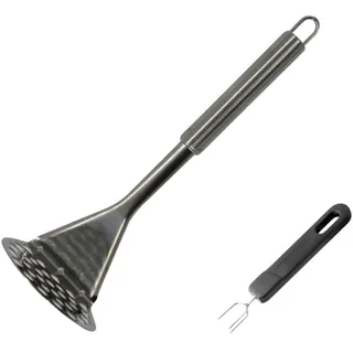Fackelmann Duo Kartoffelstampfer und Kartoffelgabel Edelstahl Kunststoff 25,5 x 8,3 x 8 cm Schwarz/Silber/Weiß
