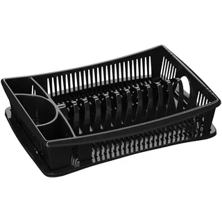 WELLGRO Abtropfgestell - Abtropfgitter - Geschirr Abtropfkorb - Abtropfständer - Abtropfschale - Geschirrabtropfständer - Made IN Europe, Farbe:Schwarz