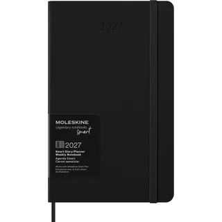 Moleskine Digitaler Wochenkalender 2027, Smart 12-Monats-Planer mit Hardcover, Elastischer Verschluss, Format Large 13x21 cm, Schwarz