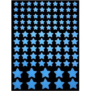 Leuchtsterne Selbstklebend, 100 pcs Leuchtpunkte Wandsticker Fluoreszierend Leuchtaufkleber, Wandtattoo Sterne, Sternenhimmel Aufkleber für Kinderzimmer Babyzimmer Deko(Blau)