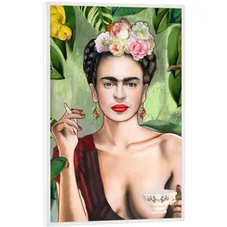 artboxONE Poster mit weißem Rahmen 60x40 cm Frida Kahlo Menschen Frida Con Amigos - Bild Frida Kahlo Dschungel Frau