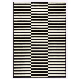 Hanse Home Flachwebeteppich Gloria, Creme, Schwarz, Kunststoff, Streifen, rechteckig, 160x230 cm, Oeko-Tex® Standard 100, in verschiedenen Größen erhältlich, pflegeleicht, strapazierfähig, leicht zusammenrollbar, Teppiche & Böden, Teppiche, Webteppiche