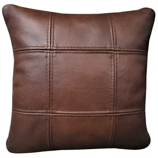 Quattro Meble Braunes Echtleder Granada Cognac Kissen Sofa Stuhl Sessel Dekokissen Zierkissen Echtleder Rückenkissen Rindsleder Echt Leder Modell 18EL (40 x 40 cm)