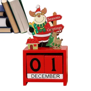 Frifer Weihnachts-Adventskalender aus Holz,Weihnachts-Adventskalenderblock aus Holz | Weihnachts-Holzkalender-Fotografie-Requisiten für Feiertagsrestaurants