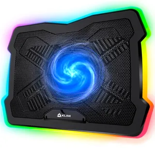 Ultimate Gaming Laptop Kühler mit RGB Lüfter und USB Anschluss | Passt auf Laptops bis 19 Zoll - deutscher Support in unter 24 Stunden, Schwarz