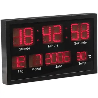 Lunartec LED Uhr groß: Multi-LED-Uhr mit Datum & Temperatur (Digitaluhr groß, Wanduhr, Wand)