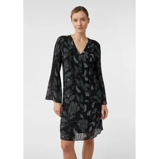 Comma, Blusenkleid Plissee-Optik Schwarz 40