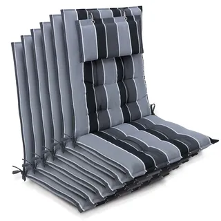 6er Set Sun-hl Hochlehner Auflage 120x50x8cm Anthrazit-gestreift