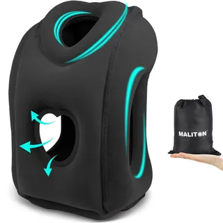 Maliton Reisekissen, Nackenkissen Flugzeug Aufblasbar, Faltbar Tragbar Komfortabel Travel Pillow, Stützt den Kopf und schützt die Halswirbelsäule Nackenkissen für Flugzeug Bahn Auto, Schwarz