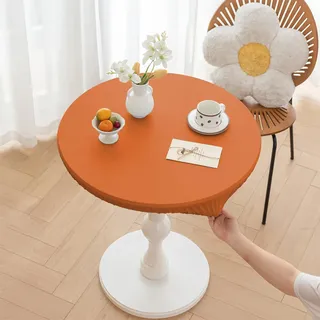 SXZAGZR Rundes Tischtuch, Runde Couchtischdecke, Tischdecke Abwaschbar Rund, Wasserabweisend Mit Lotuseffekt, Dauerhaft Kratzfest Für Wohnzimmer, Esszimmer (Orange,Durchmesser 60)