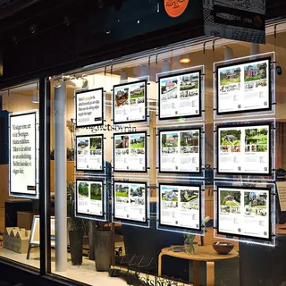 HKSIGN LED A3 Hintergrundbeleuchtung Acryl Bild Foto Poster rahmen Fenster zeichen für immobilien Shop shop signage (Horizontal, 3 Stück A3 pro Zeile)