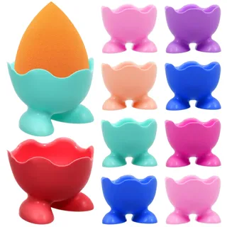 CONGARTENO 10 Stück Silikon Eierbecher Ostern Lustig Eierhalter für Gekochte Eier Leicht Antihaftbeschichtet für Küche und Frühstückstisch Zufällige Farbe