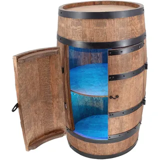 CREATIVE COOPER Weinregal Holz mit Tür mit LED RGB - Alkoholschrank Flaschenregal Holz - Holzfass - Fassmöbel - Weinständer - Weinfass - Weinbar - Fass bar mit Tür - minibar 80 cm High (wenge)