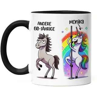 Kiddle-Design Tasse Personalisiert 60. Geburtstag - Andere 60 Jährige Du - 60. Geburtstag lustig witziges Geschenk Frau Frauen Einhorn - Tasse Schwarz