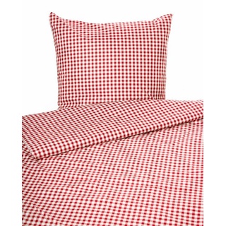 Bettwäsche im Landhaus Karo mit Reißverschluss 100% Baumwolle, texpot, mit Reißverschluss rot 155 cm x 200 cm
