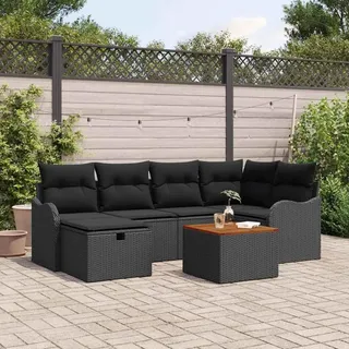 vidaXL Garten-Lounge-Set 7-tlg. schwarz
