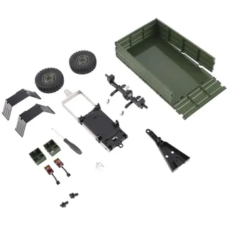 Bonbela Fernbedienungsauto -Anhänger für P06 Unimog RC LKW -Cargo -Träger mit Metallreifen 12 Schrauben 5 Muttern Zubehör (Grün)