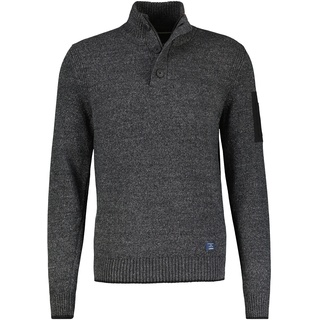 Strickpullover LERROS "LERROS Troyer in lebendiger Strickoptik" Gr. S, schwarz (black) Herren Pullover Troyer