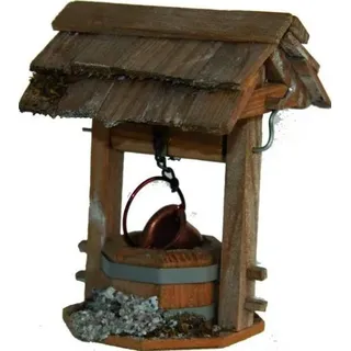 Krippenzubehör, Hofbrunnen mit Dach, Höhe 9cm