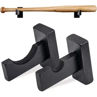Higotech Halterung für Baseballschläger, 1 Paar Baseballschläger, horizontale Anzeige, Wandhalterung, Holz, Wandaufhängung für Baseballschläger mit versteckten Schrauben (schwarz)