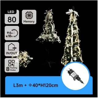 Aigostar - LED-Außen-Weihnachtsbaum 80xLED/230V 1,2m IP44 weiß/gold kaltweiß - Grün/Silber/Gold