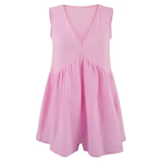TRENDYOL Pink Woven Mini 100% Cotton Muslin Beach Jumpsuit Tbess26Tu00003