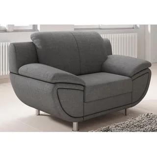 Sessel TRENDMANUFAKTUR "Rondo II, Loungesessel zeitlos und bequem", grau (hellgrau), B:121cm H:85cm T:94cm, Struktur (100% Polyester), Sessel, Polstersessel XXL-Sessel, wahlweise mit komfortablem Federkern, mit extra breiten Armlehnen