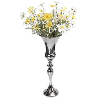Vase Blumenvase, 74cm Höhe Gefäß Pokalvase Dekovase, Silber Tischdeko Vase Blumenvase, Deko für Hochzeit, Verlobung, Wohnzimmer, Schlafzimmer, Büro, Silber