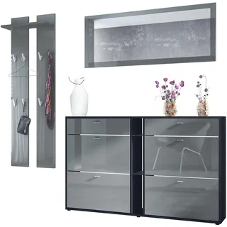 Vladon Garderobe Orlando Grau Hochglanz