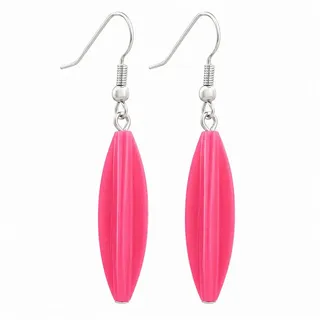 unbespielt Paar Ohrhänger Ohrringe Rillenolive 50 mm Kunststoff pink Ohrhaken silberfarben, Modeschmuck für Damen