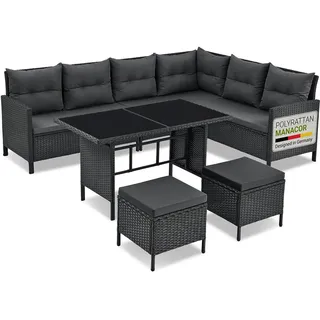 Juskys Manacor Lounge-Set schwarz/grau