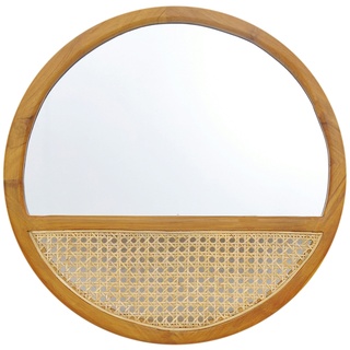 SIT Möbel Wand-Spiegel mit Rattan-Geflecht | rund | Rahmen Teak natur | B 60 x T 3 x H 60 cm | 05355-01 | Serie RATTAN