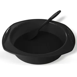 Backhaus FlexBake Obstkuchenform aus Premium Silikon, Antihaft Rundform mit Teigschaber, BPA-Frei Antihaft Tortenbodenform | Schwarz