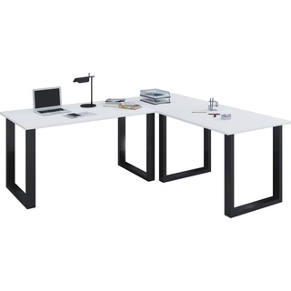 VCM, Schreibtisch, Büromöbel Eckschreibtisch Lona Tiefe 50 cm U Alu Schwarz (76 x 190 x 190 x 50 cm)