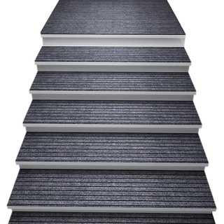 RRNAR Stufenmatten, Trittfläche, Treppenteppich mit rutschfeste Unterseite aus PV-Gummi, Kein Kleber notwendig, Verdicken Stumm Stufenteppich für außen innen,Grau,30x85cm(2PCS)