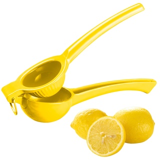 Manuelle Zitrus- und Saftpresse aus Metall für Zitronen, Ø 7 cm, gelb