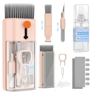 CleaniKu Tastatur Reinigungsset, 12 in 1 Laptop Reinigungsset, Tastatur Reiniger Reinigung, Screen Keyboard Cleaner mit Bürste, Tastaturreiniger für iPhone, Handy, MacBook, PC, Computer, Kamera, rosa