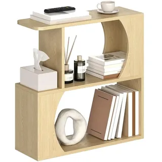 Yaheetech Schmaler Beistelltisch mit Stauraum, 60 x 20 x 60 cm, 4 Aufstellvarianten, platzsparender Sofatisch & Kaffeetisch für kleine Räume, Eiche - Braun