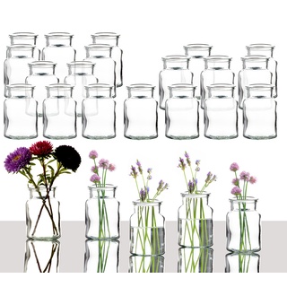 BigDean 24er Set Blumenvase – Tischvase Glasvase für Blumen und Trockenblumen – Kerzenhalter Dekovase klein - Made in Germany