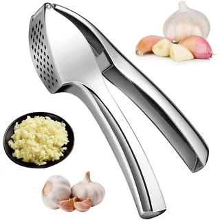 Knoblauchpresse aus Edelstahl für die Küche - Einfaches Ausdrücken von Knoblauch und Ingwer - Premium-Qualität für Zuhause, Leicht zu Reinigen