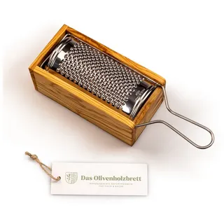 dasOlivenholzbrett Käsereibe Parmesanreibe mit Box 30 cm