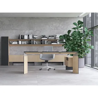 Komplettbüro Set Demio Chefschreibtisch und Bürowand